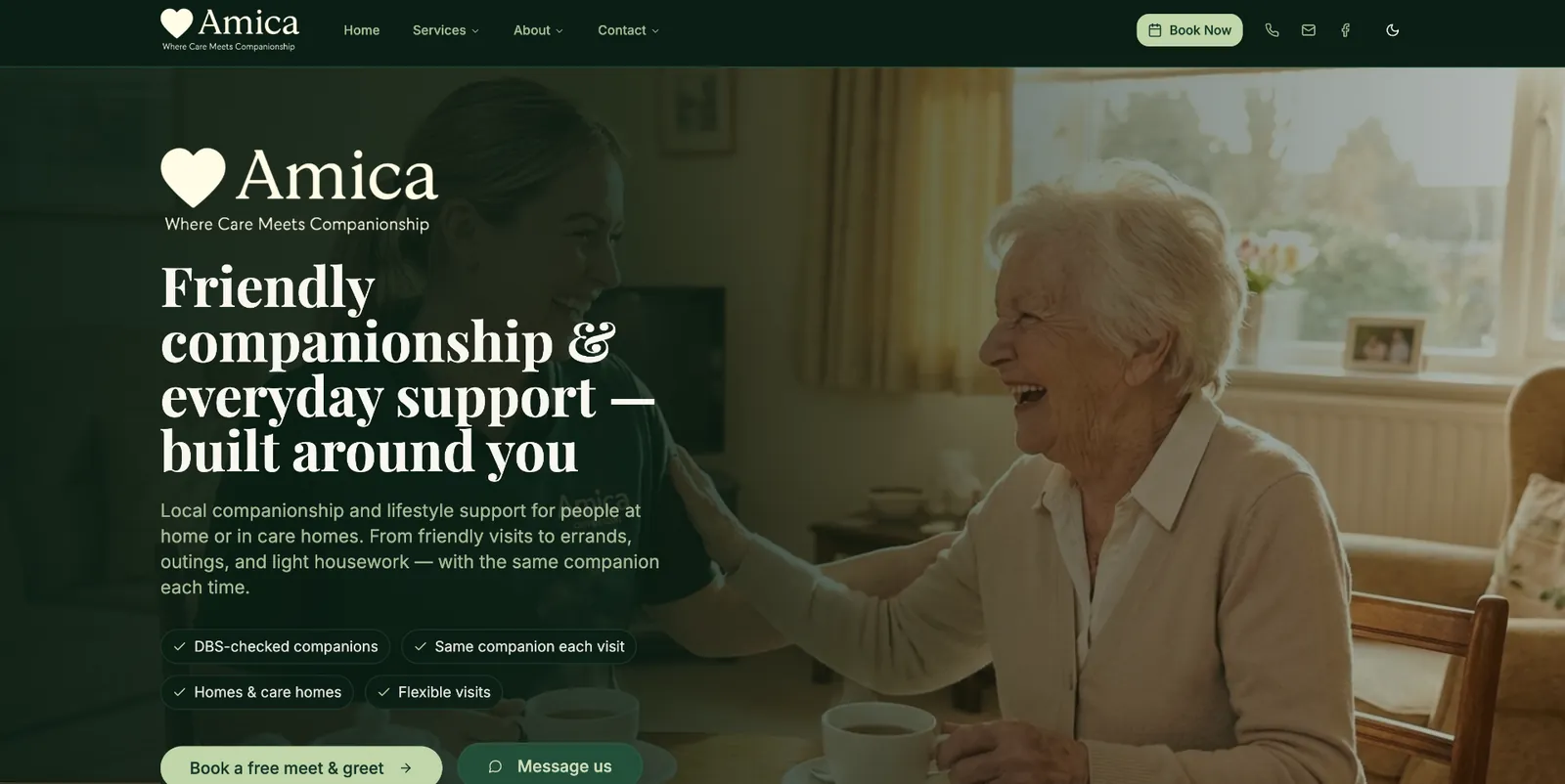 Amica Care website