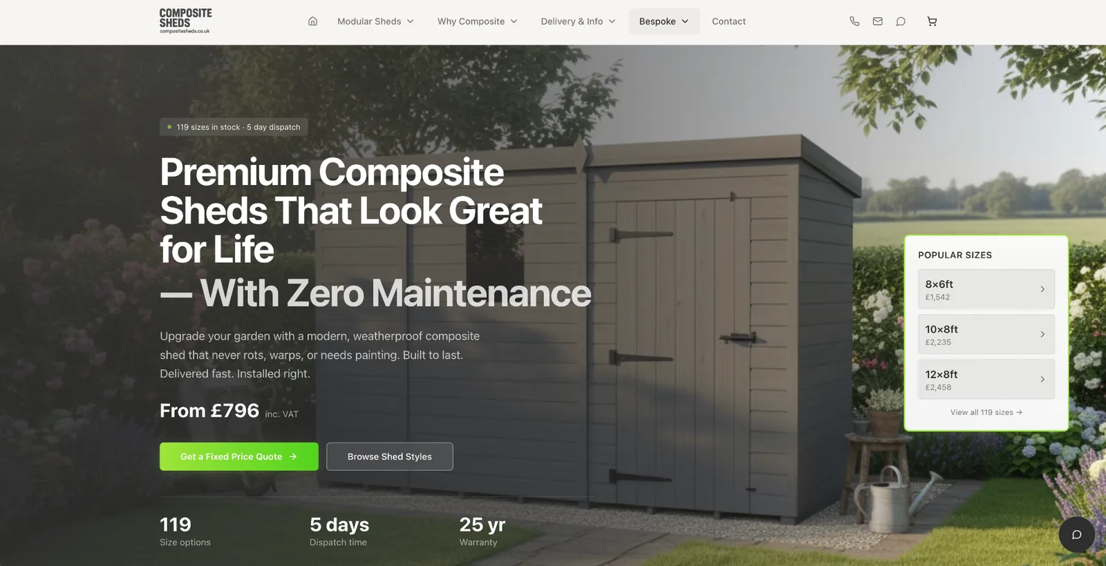 Composite Sheds website